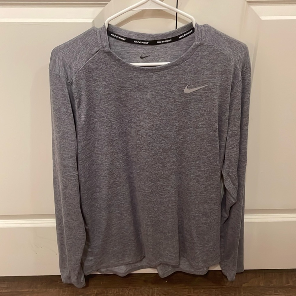 Nike Long Sleeve Dri Fit Running Shirt - Gray